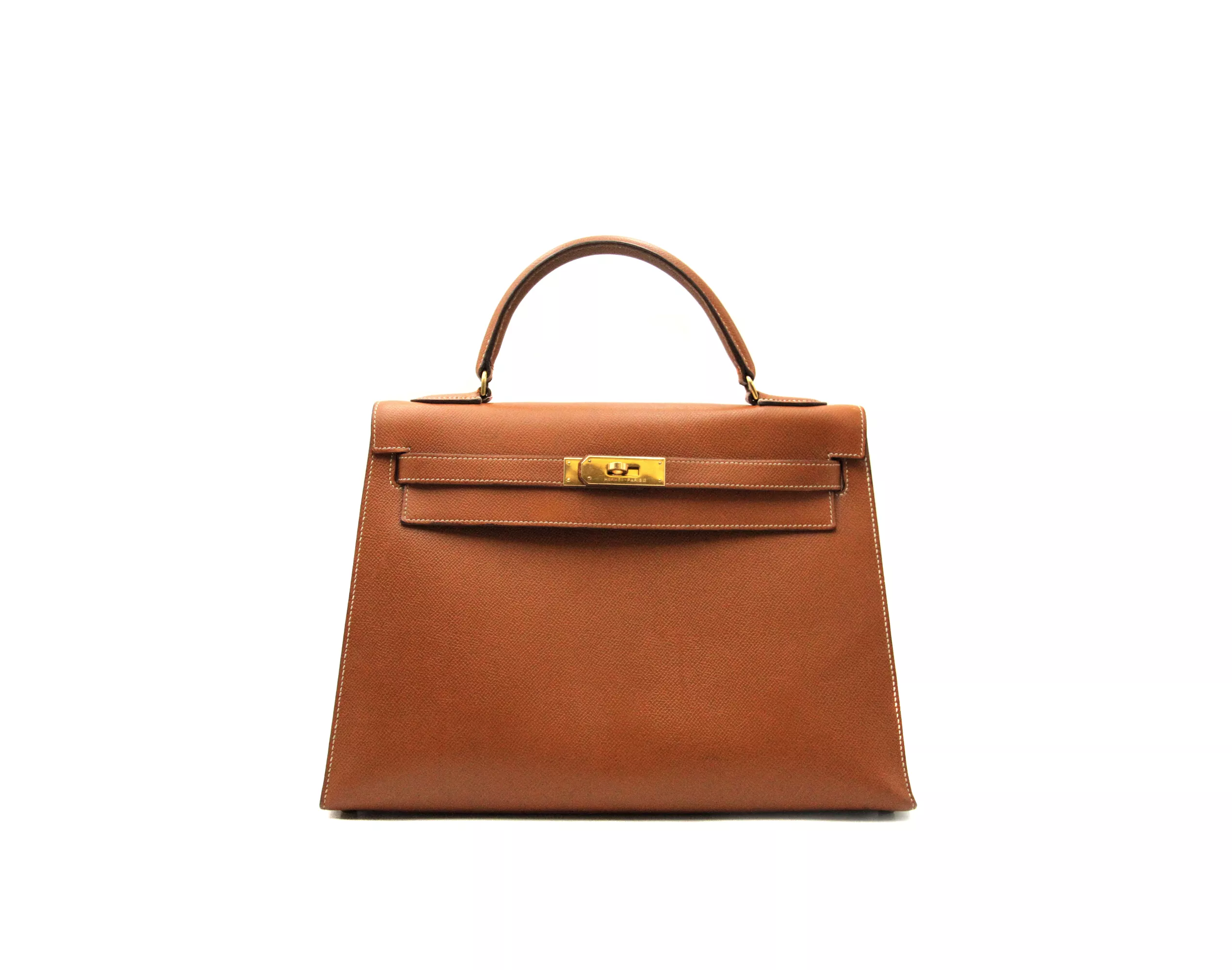 Hermès Kelly 32 Vintage Gold Courchevel Sellier Gold HW – Ansicht 1