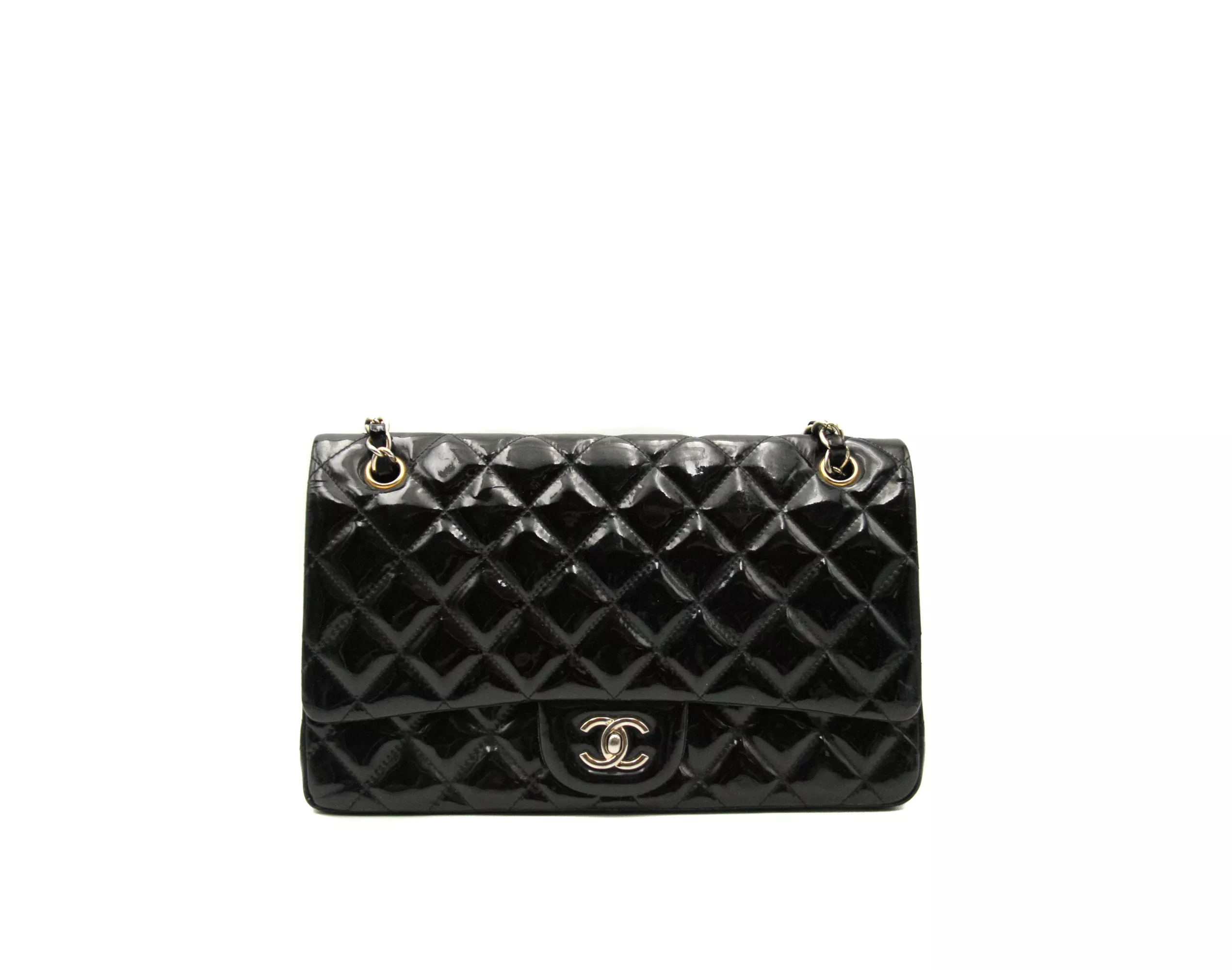 Chanel Timeless Jumbo Double Flap Schwarz mit silberner Hardware – Ansicht 1