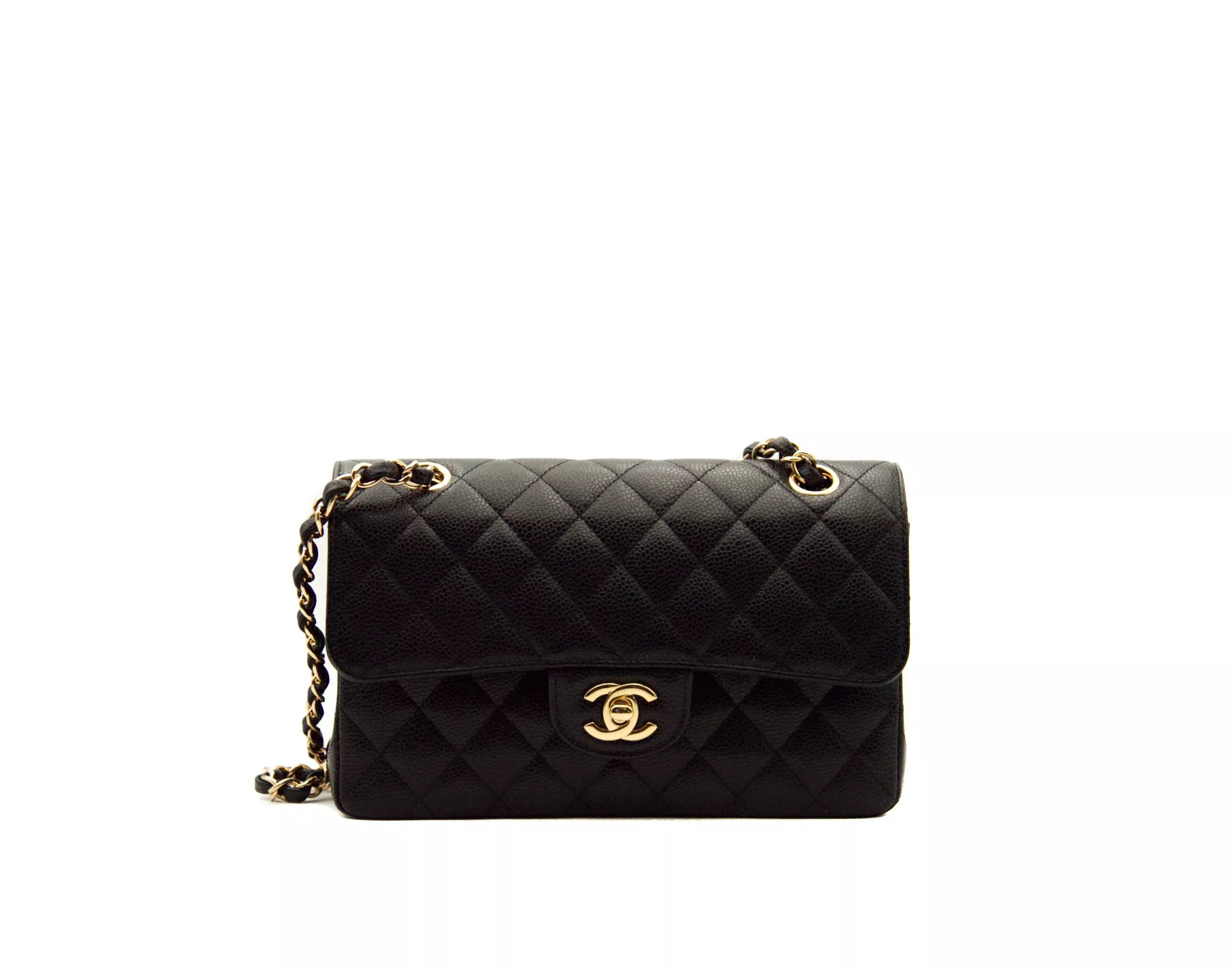 Chanel kleine klassische Tasche in schwarz Caviar Leather – Ansicht 1