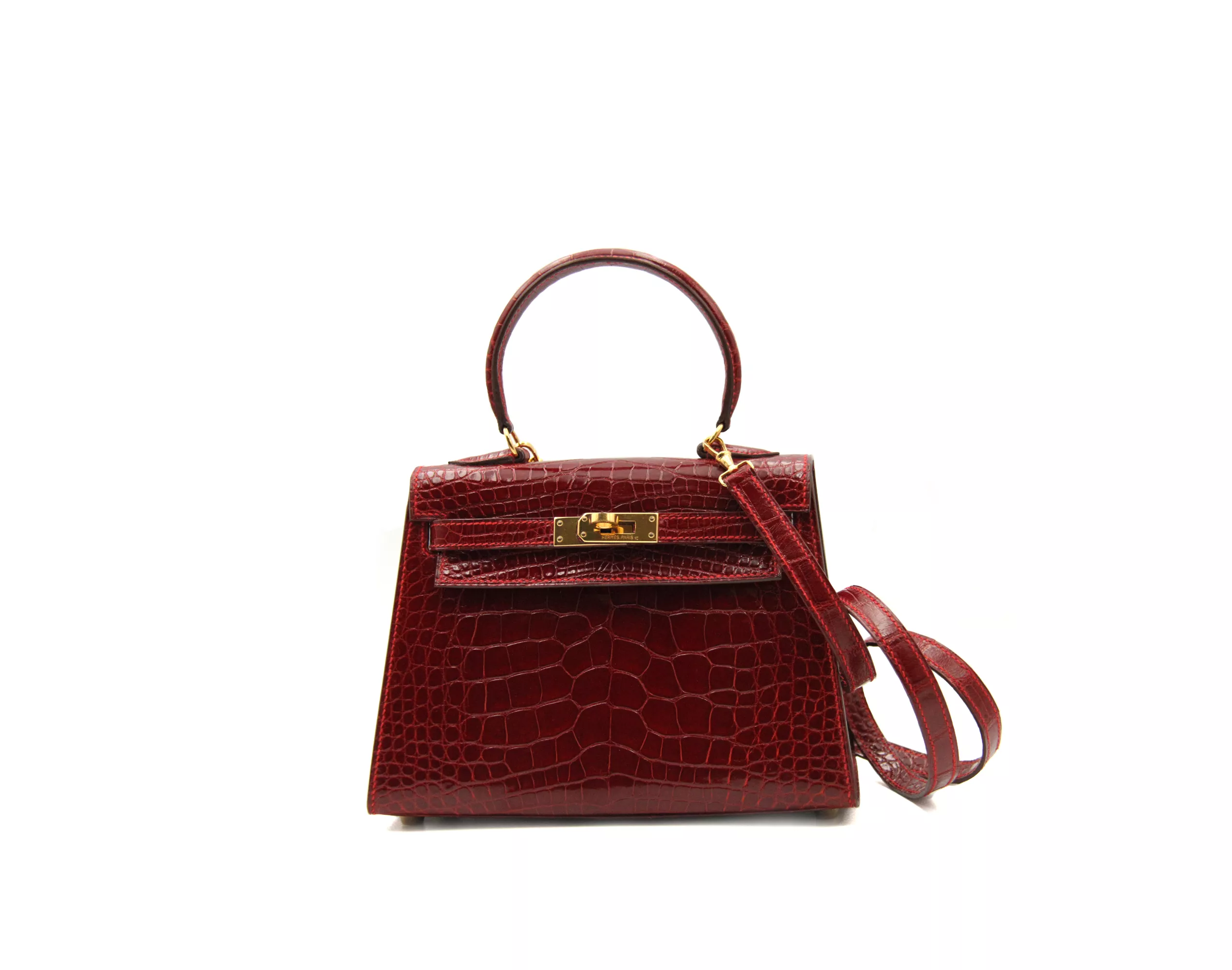 Hermès Mini Kelly 20 Vintage Rouge H Alligator Gold Hardware – Ansicht 1