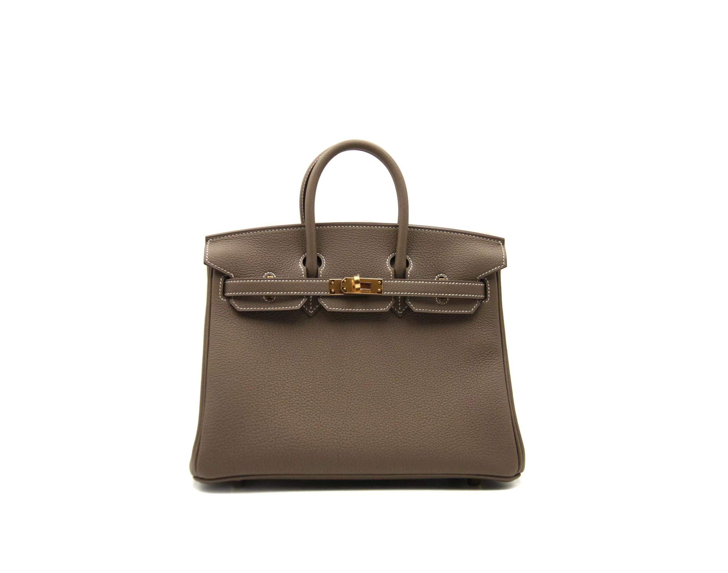 Hermès Birkin 25 Togo Etoupe Leder mit Gold Hardware – Ansicht 1