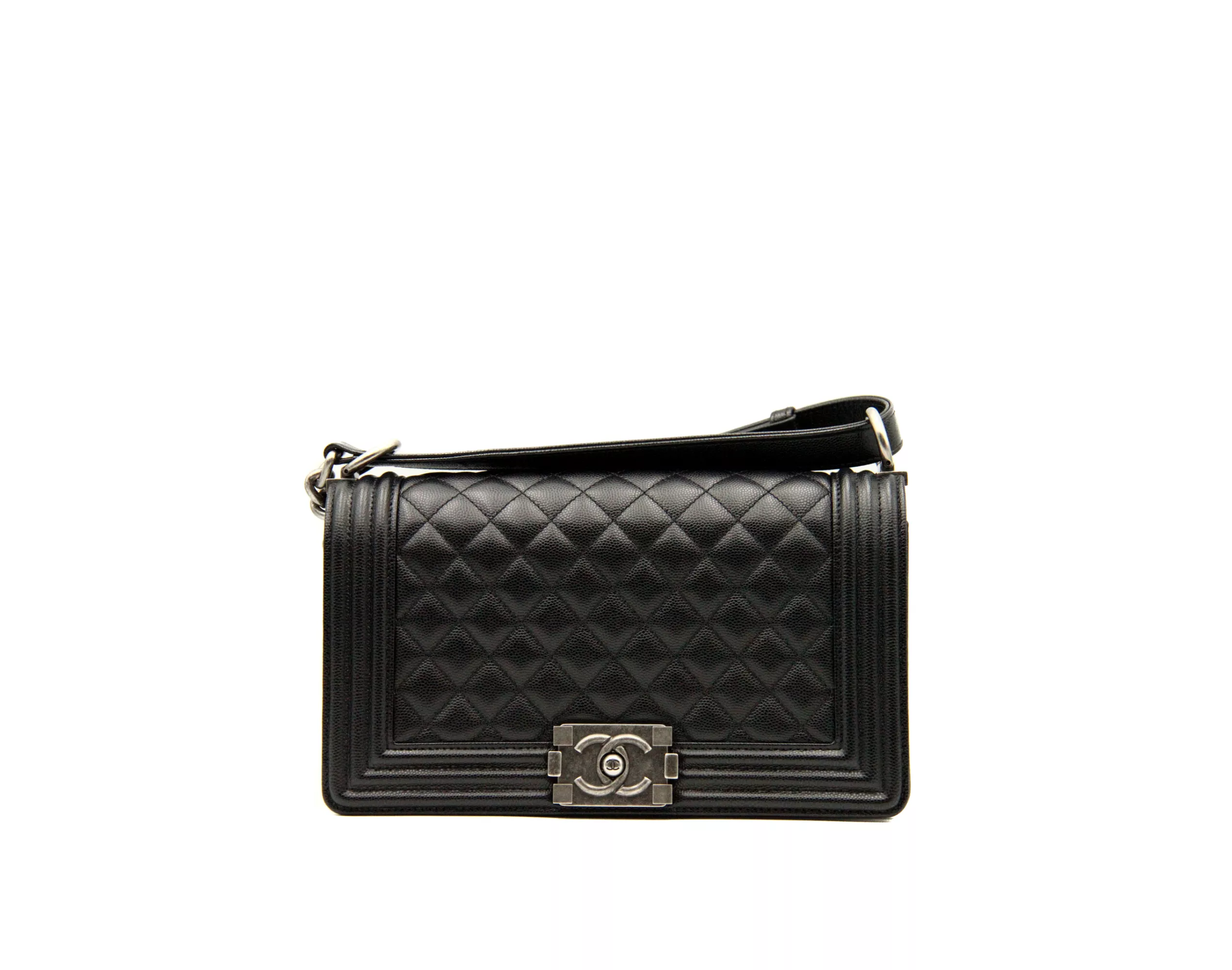 Chanel Boy Bag Schwarz Caviar Leder mit Gold-Hardware – Ansicht 1