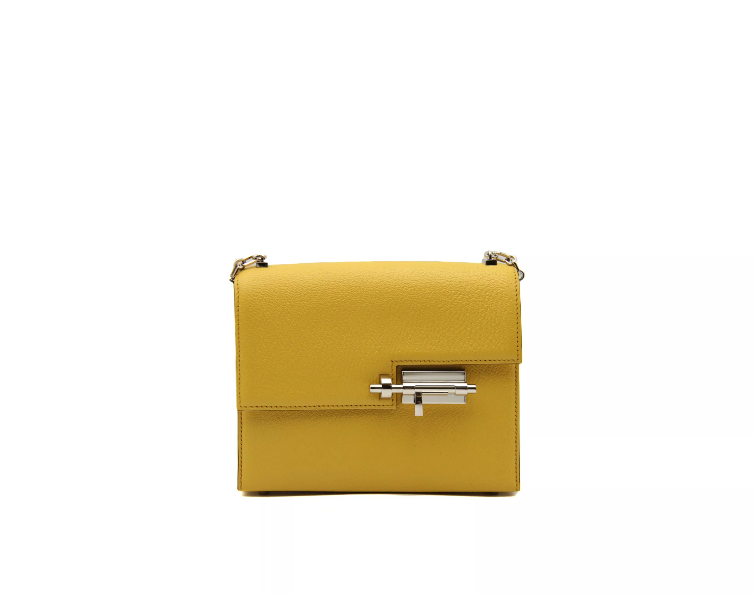 Hermès Verrou Chaîne Mini Chèvre Mysore Jaune Soleil – Ansicht 1