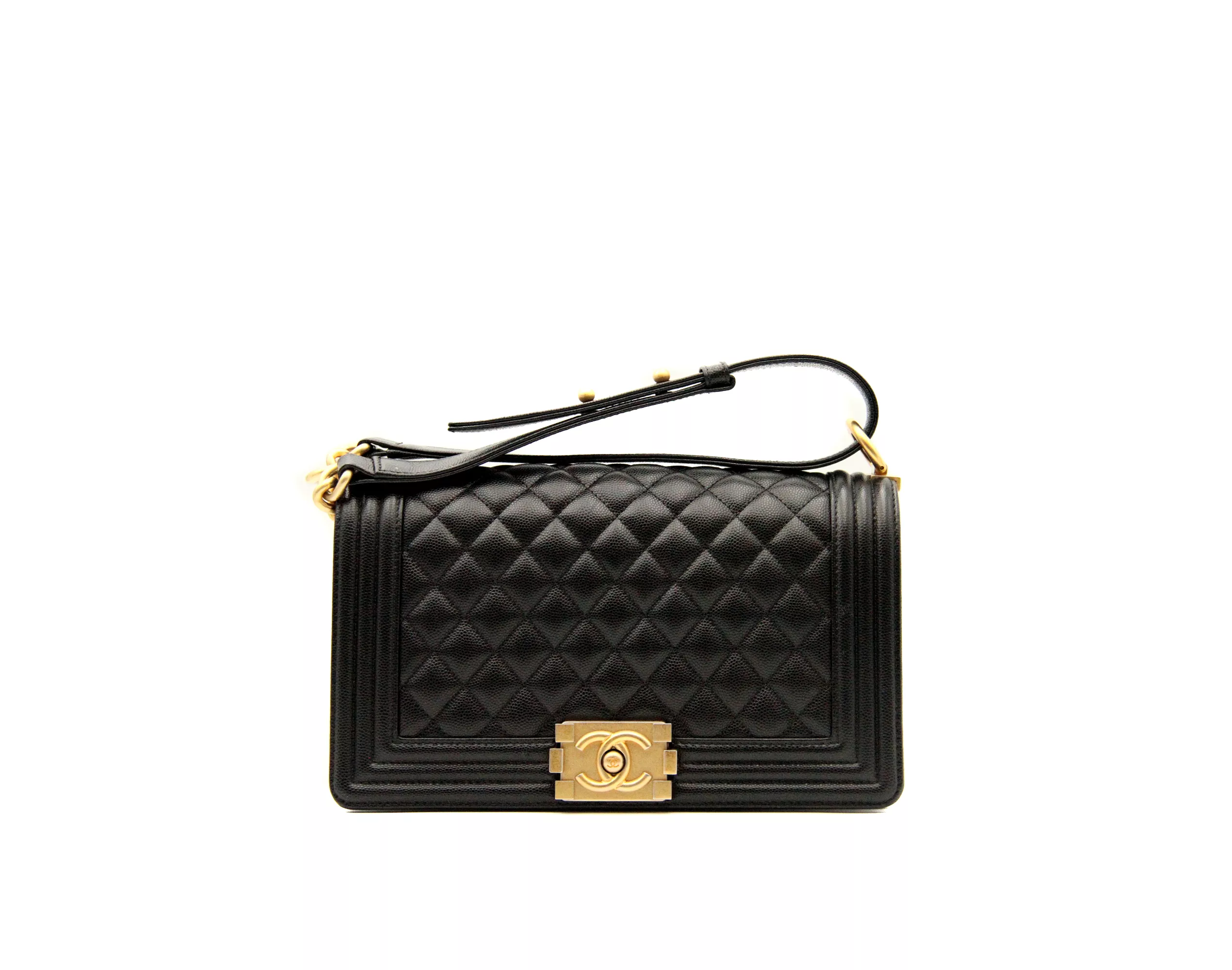 Chanel Boy Bag Schwarz Caviar Leder mit Gold-Hardware – Ansicht 1