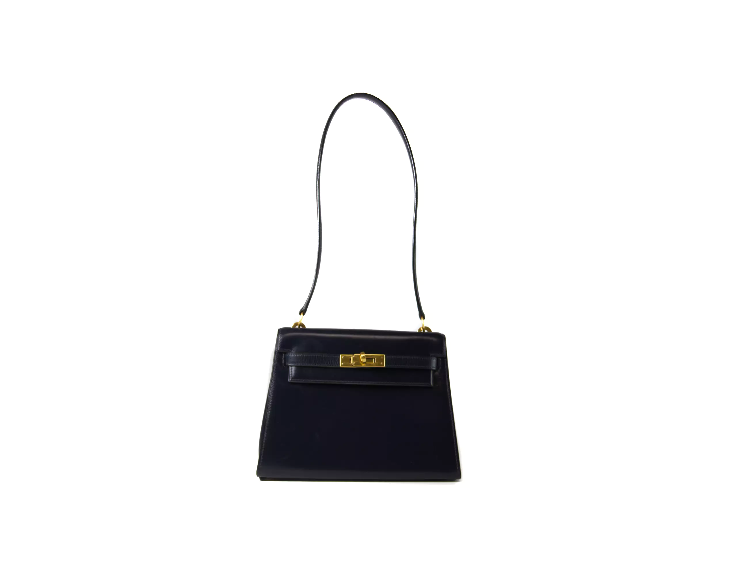 Atemberaubende Hermès Kelly Mini Vintage Box in Marineblau – Ansicht 1