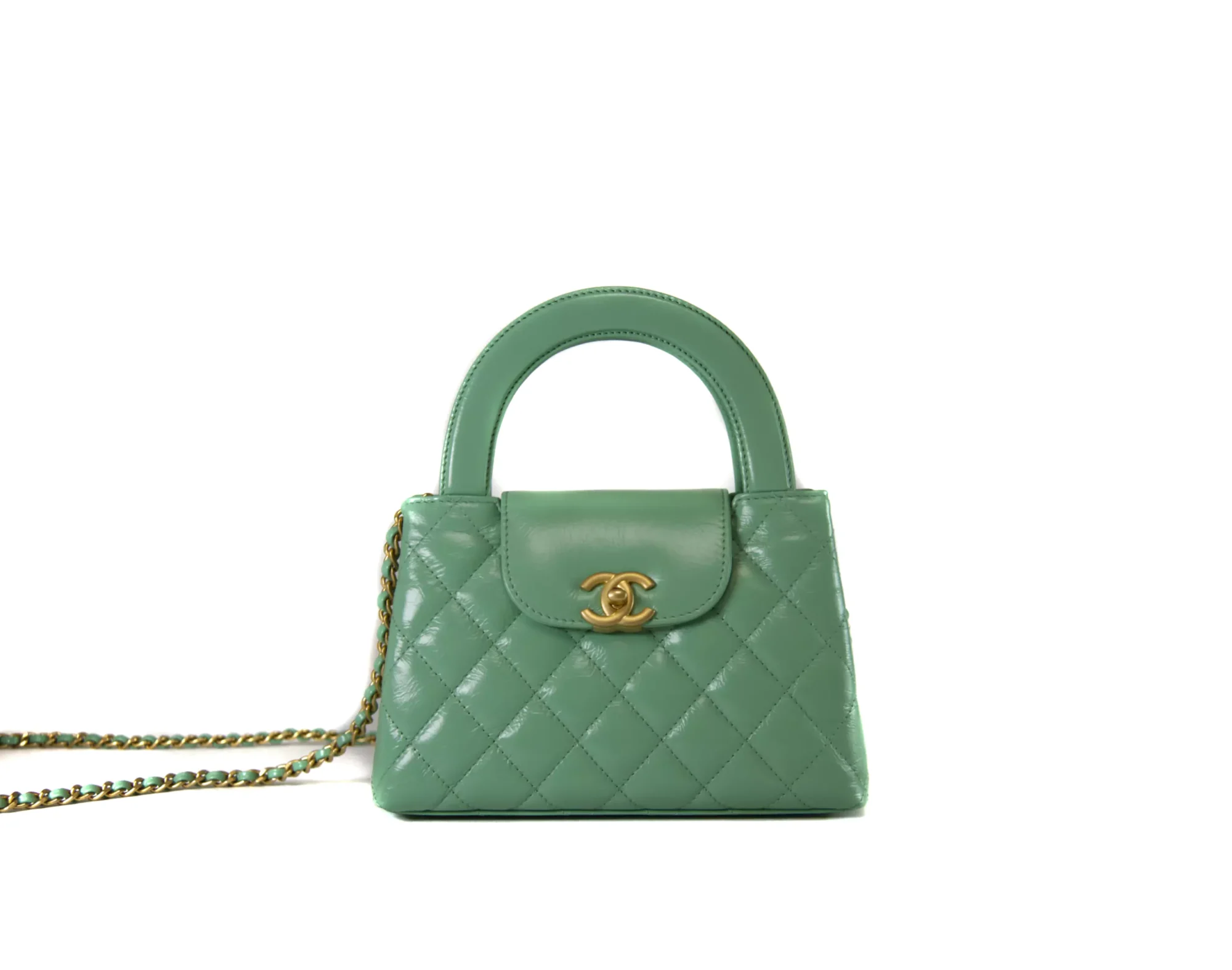 Discover the Alluring Chanel Small Kelly Shopper Mint Grün – Ansicht 1