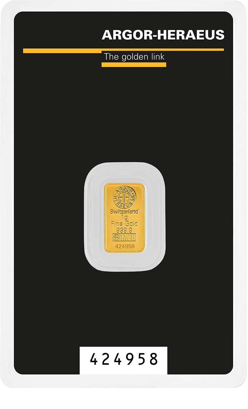 1g Goldbarren Heraeus – Ansicht 1