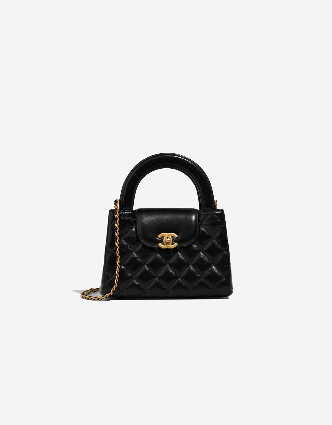 Chanel Kelly mittelgroße Tasche Kalbsleder in Vintage-Optik Black – Ansicht 1