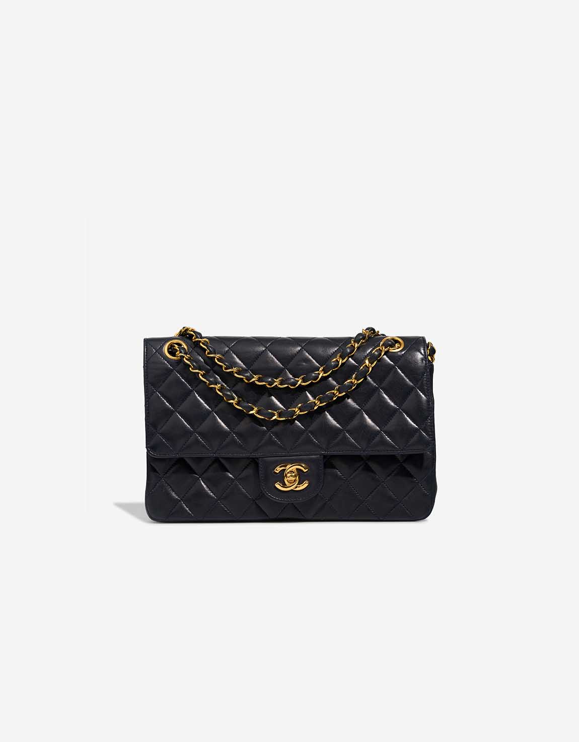 Chanel Timeless mittelgroße Tasche Lammleder Dunkelblau – Ansicht 1