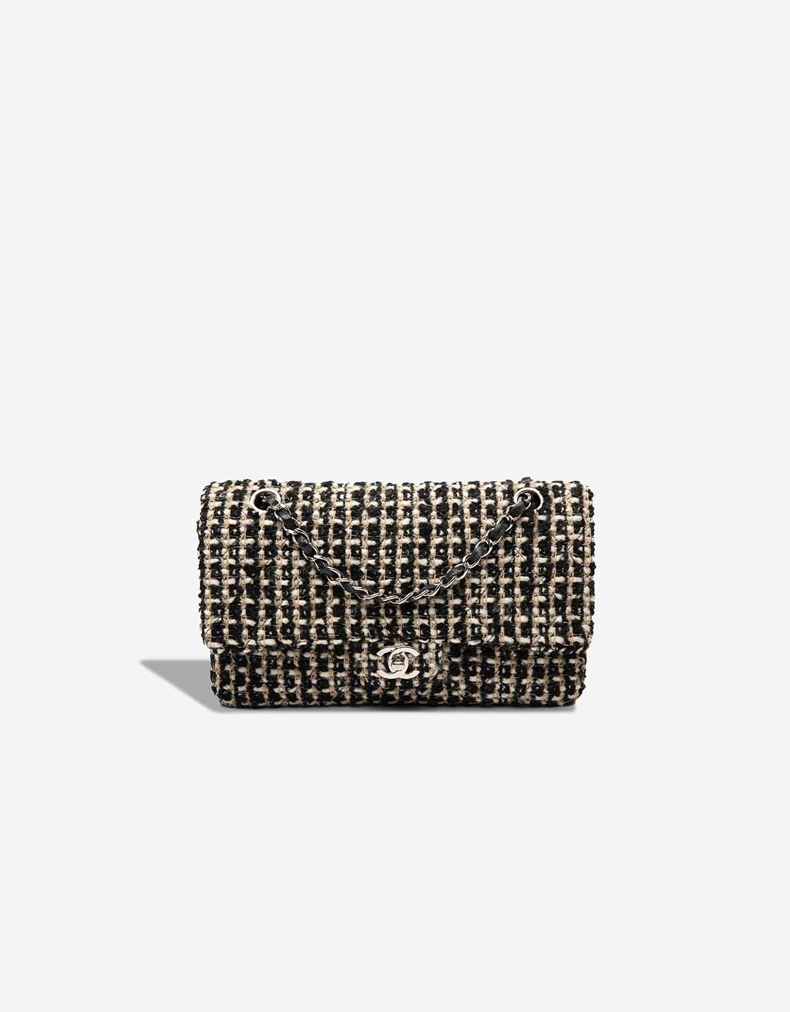 Chanel Timeless mittelgroße Tasche Tweed Schwarz / Beige / Weiß – Ansicht 1