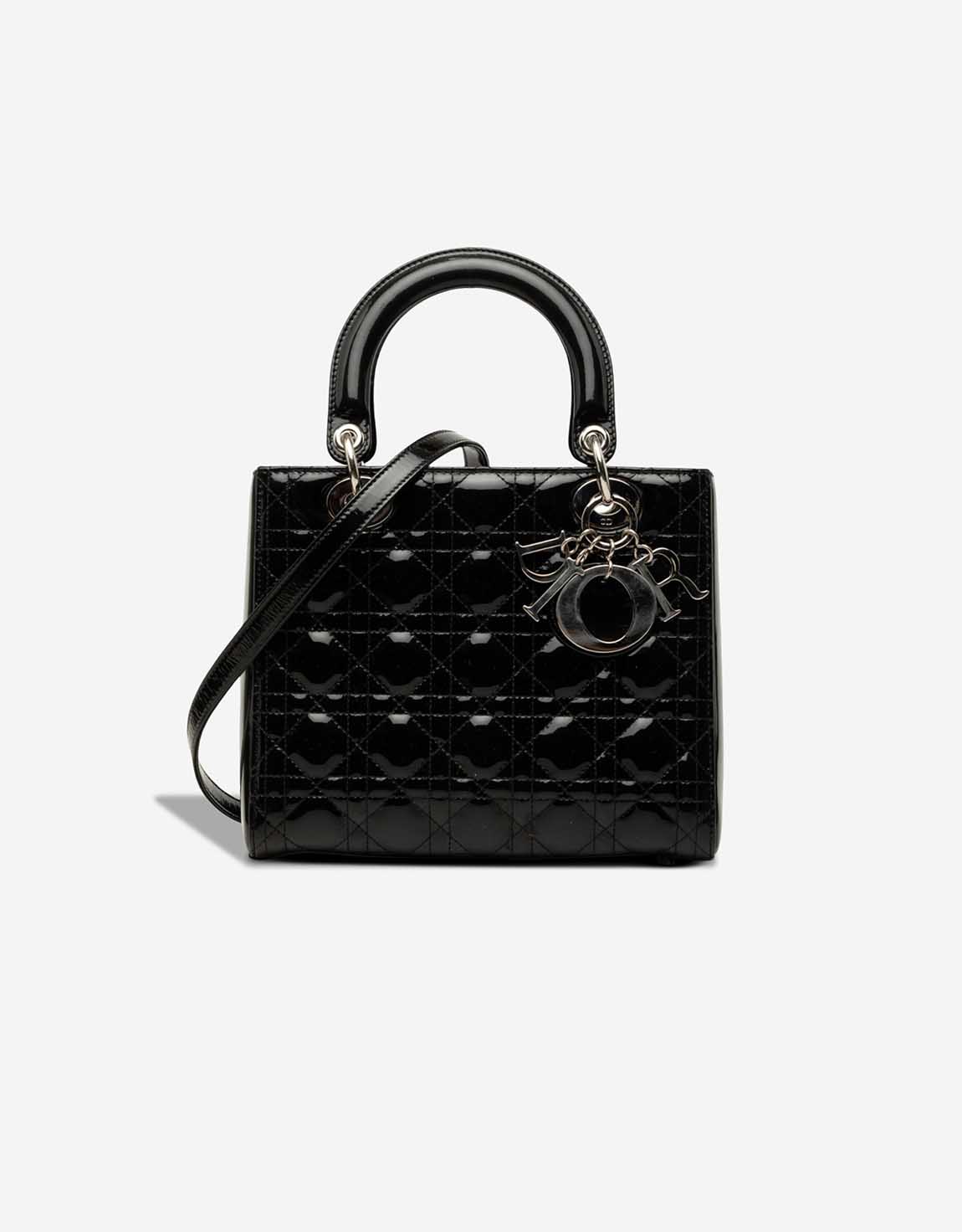 Dior Lady mittelgroße Tasche Lackleder Black – Ansicht 1
