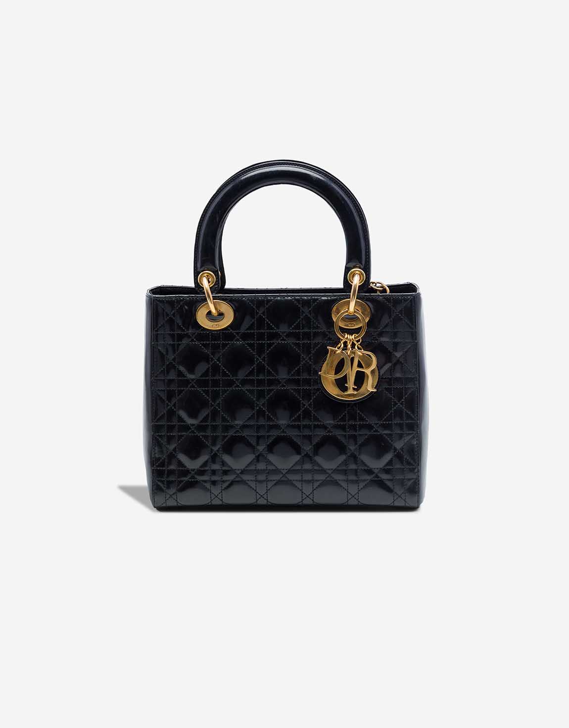 Dior Lady mittelgroße Tasche Lackleder Black – Ansicht 1