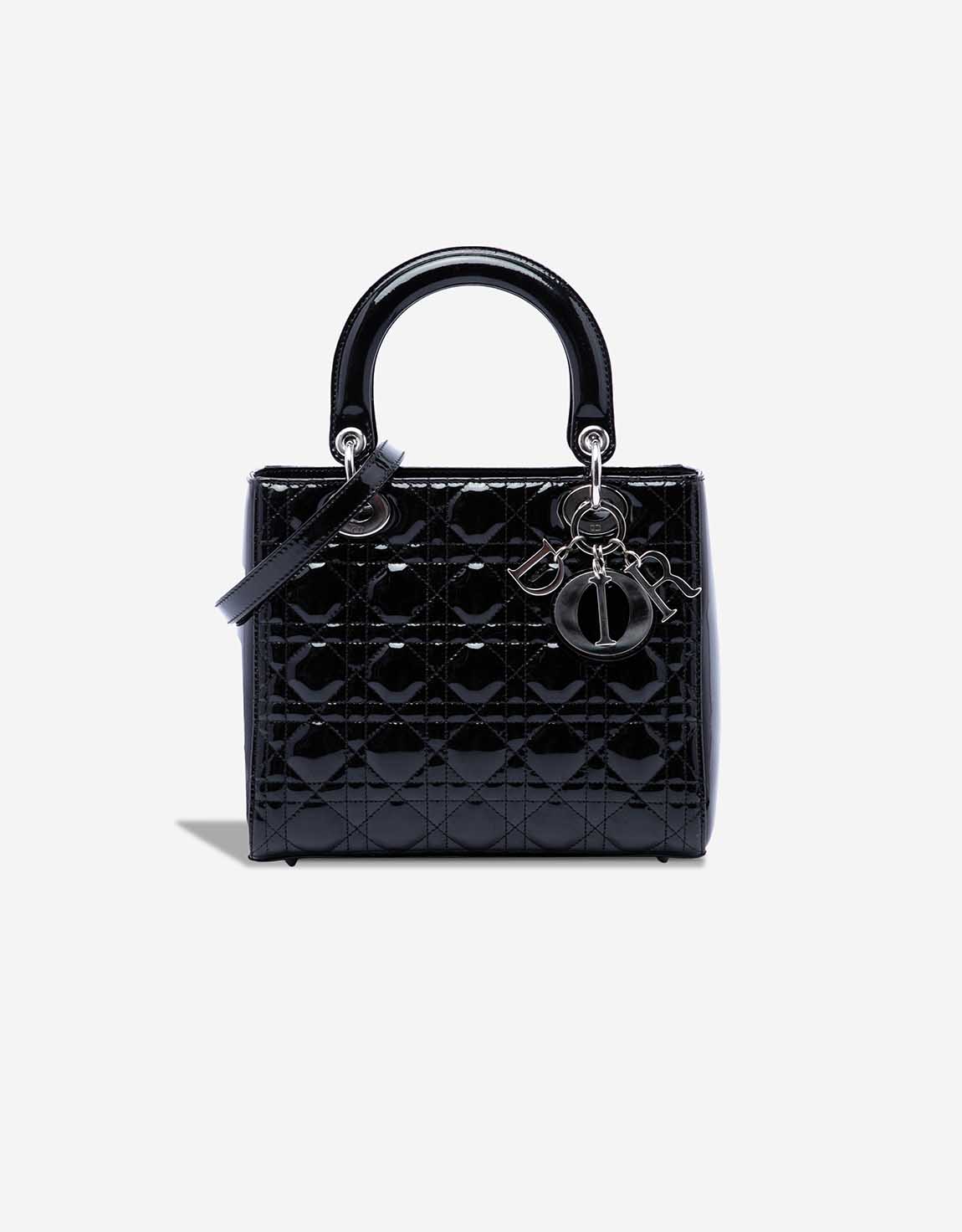 Dior Lady mittelgroße Tasche Lackleder Black – Ansicht 1