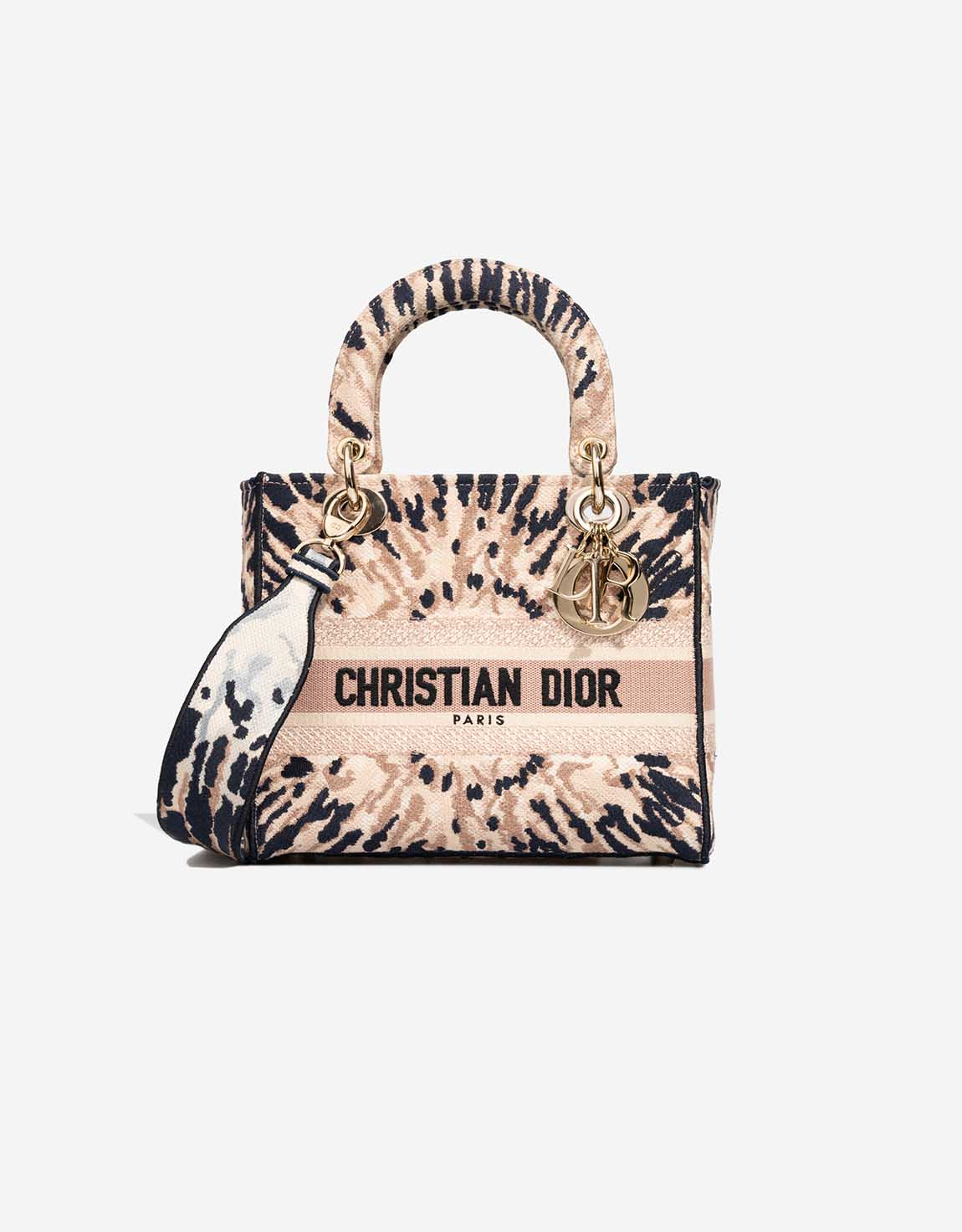 Dior Lady mittelgroße Tasche Canvas Beige / Multicolour – Ansicht 1