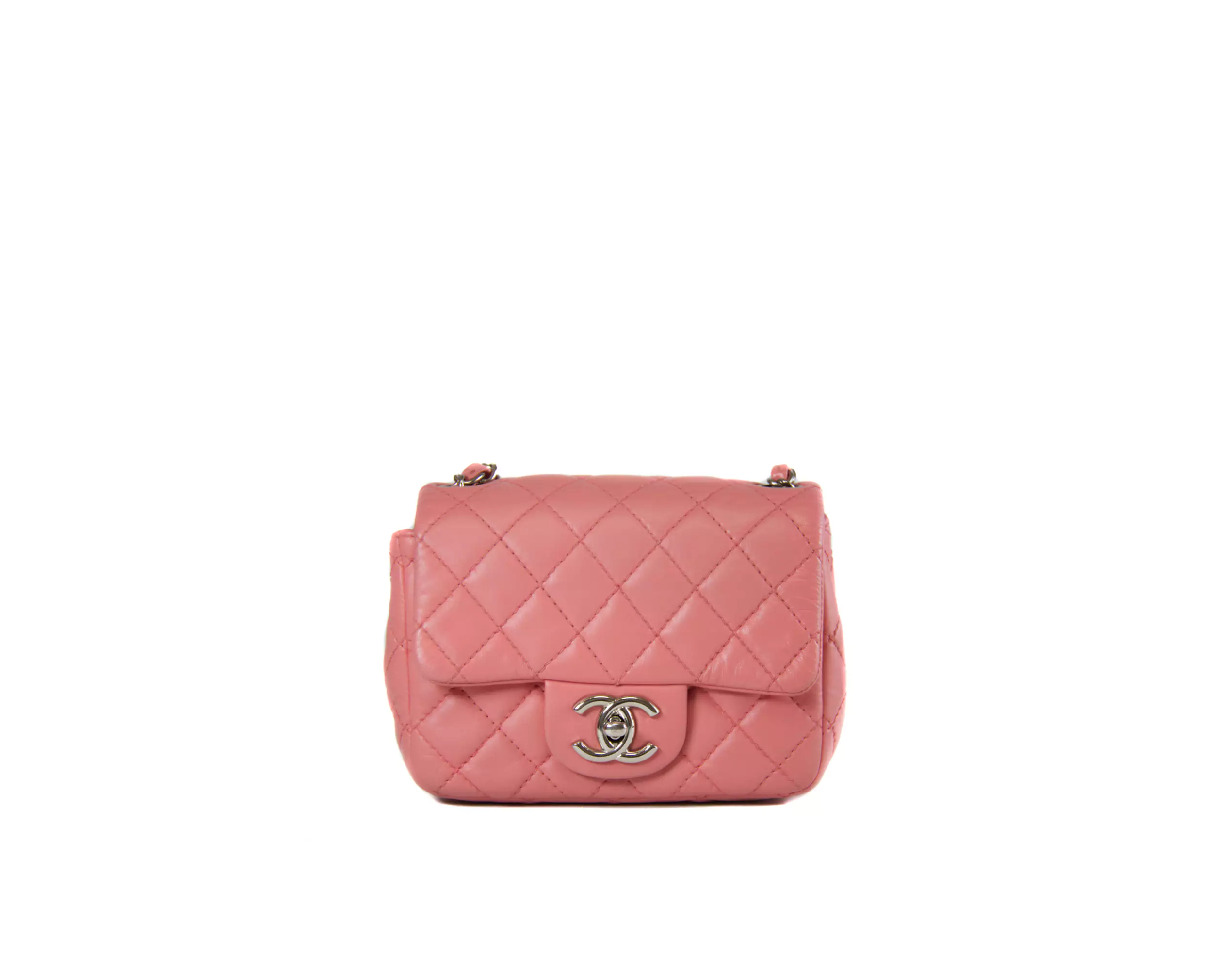 Chanel Classic Flap Mini Square Hellrosa silberne Hardware – Ansicht 1
