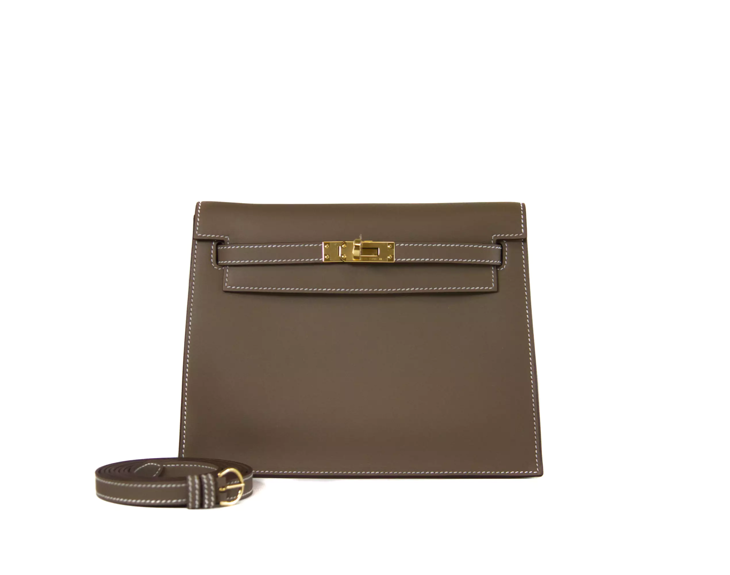 Exquisite Hermès Kelly Danse Swift Etoupe with Gold Hardware – Ansicht 1