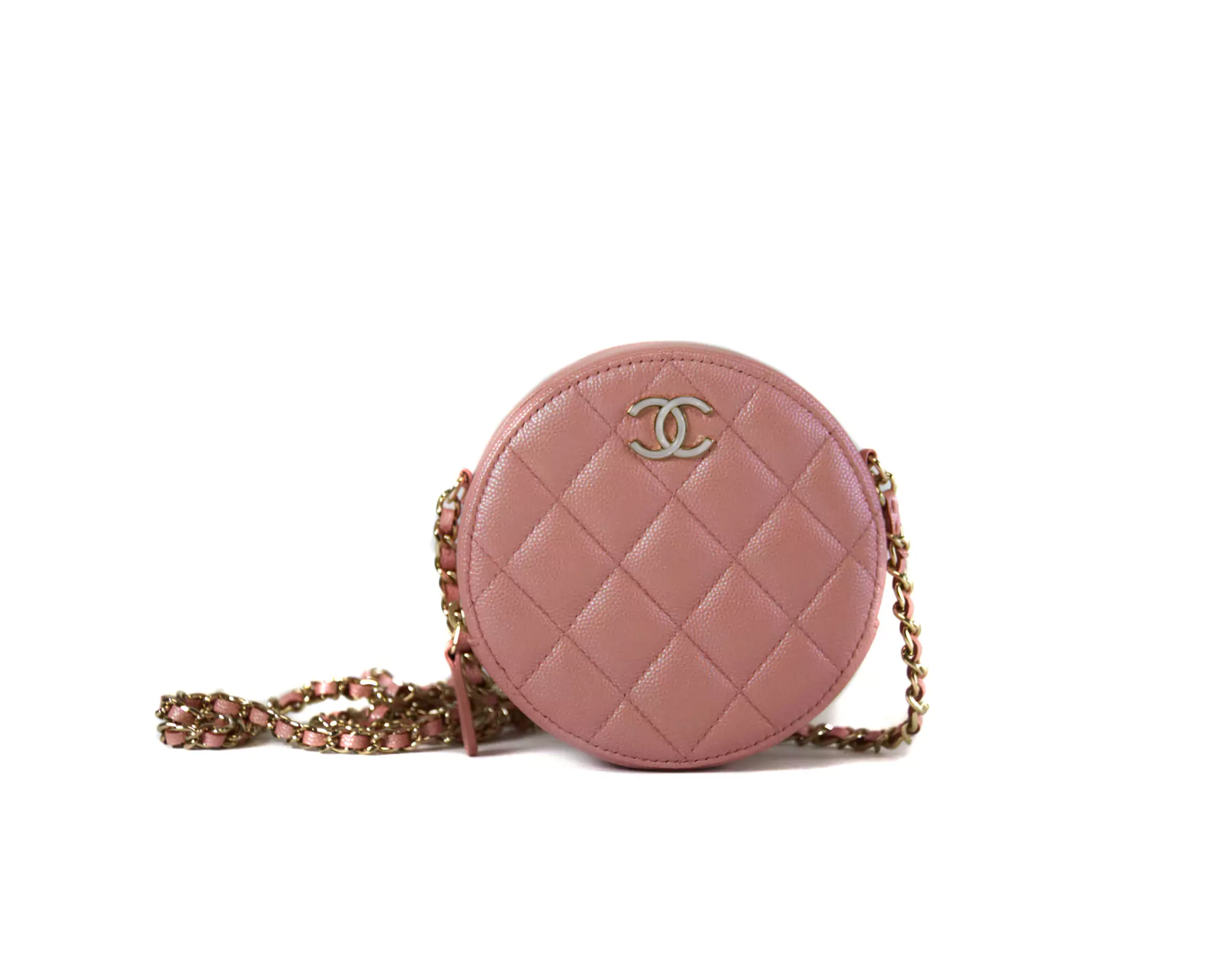 Chanel Round Chain Clutch Hellrosa Caviar – Ansicht 1