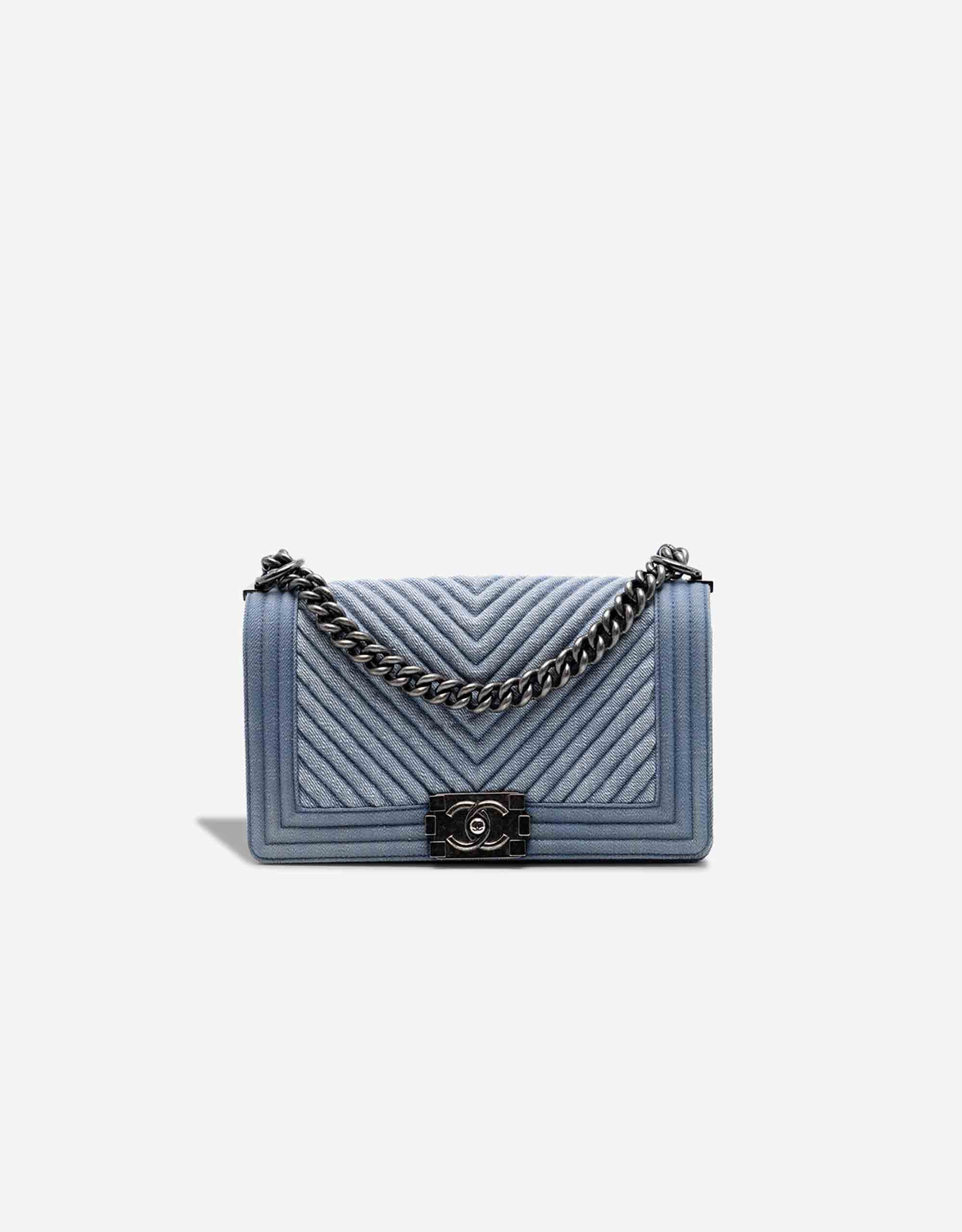 Chanel Boy mittelgroße Tasche Denim Blau – Ansicht 1