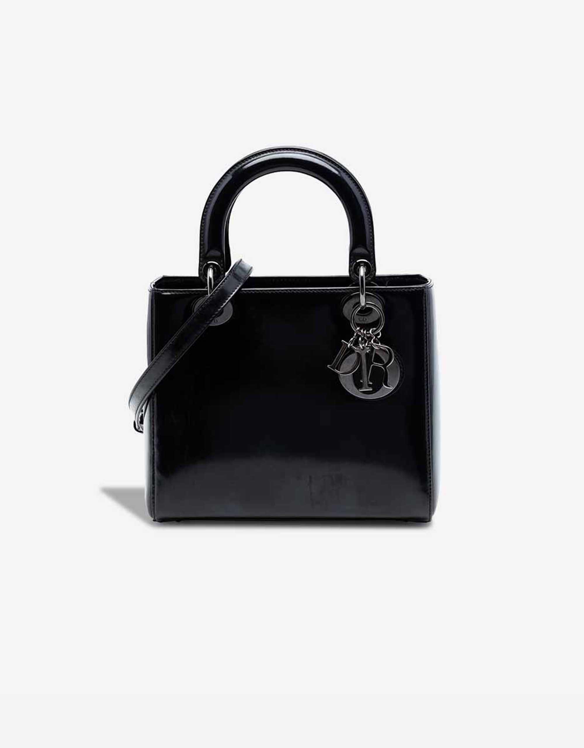 Dior Lady mittelgroße Tasche Lackleder Black – Ansicht 1