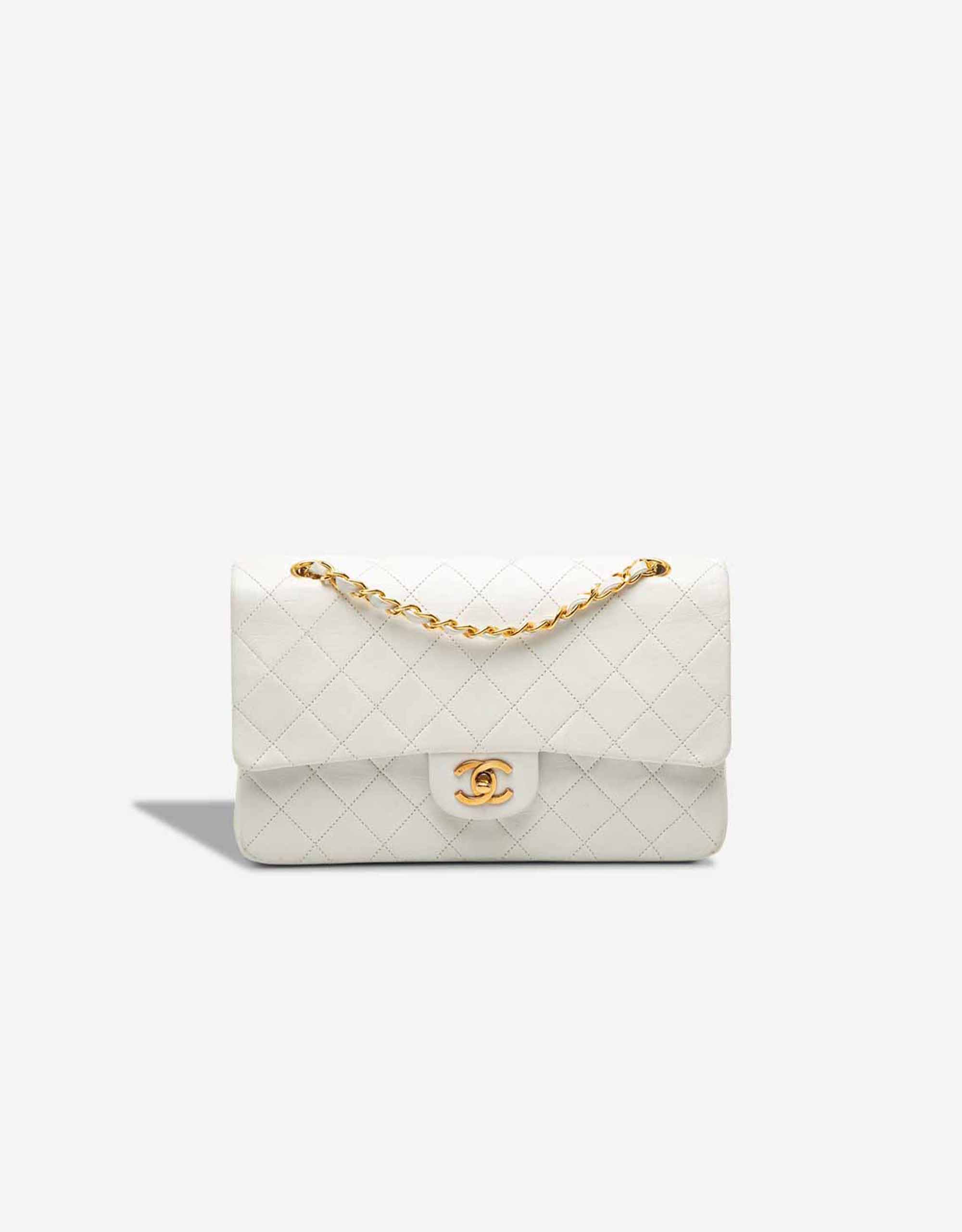 Chanel Timeless mittelgroße Tasche Lammleder Weiß – Ansicht 1