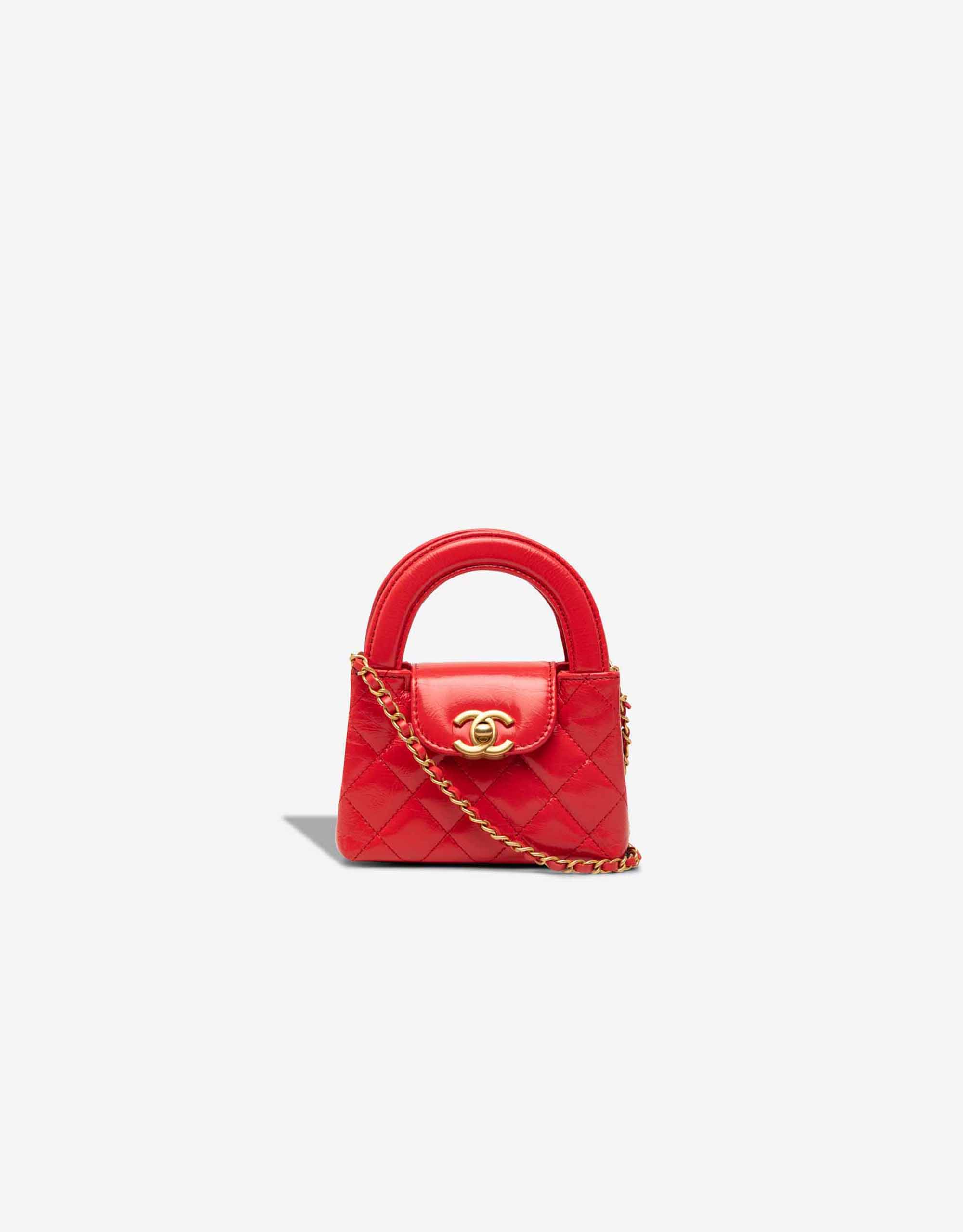 Chanel Kelly Nano Kalbsleder in Vintage-Optik Rot – Ansicht 1