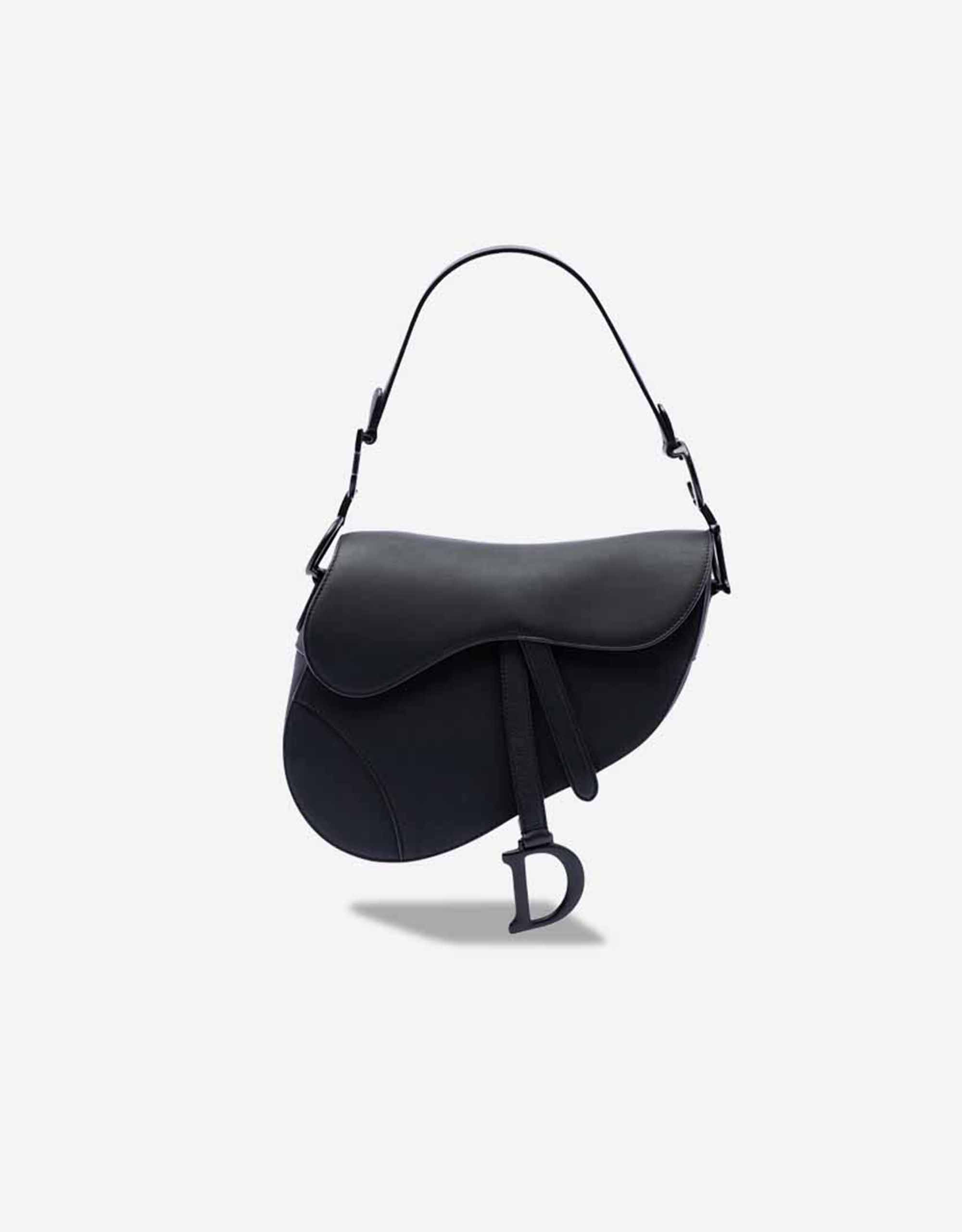 Dior Saddle mittelgroße Tasche Kalbsleder So Black – Ansicht 1