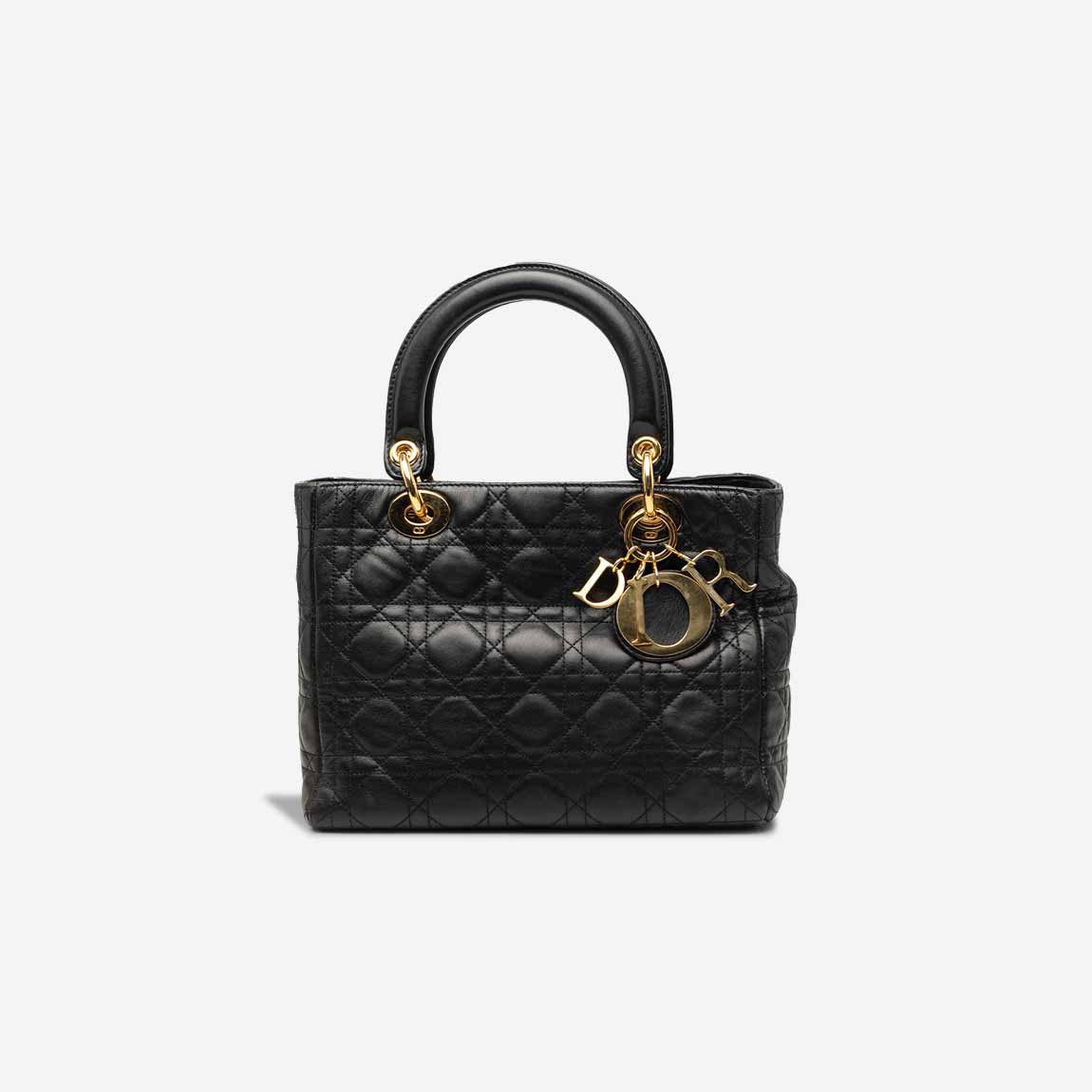 Dior Lady mittelgroße Tasche Lammleder Schwarz – Ansicht 1