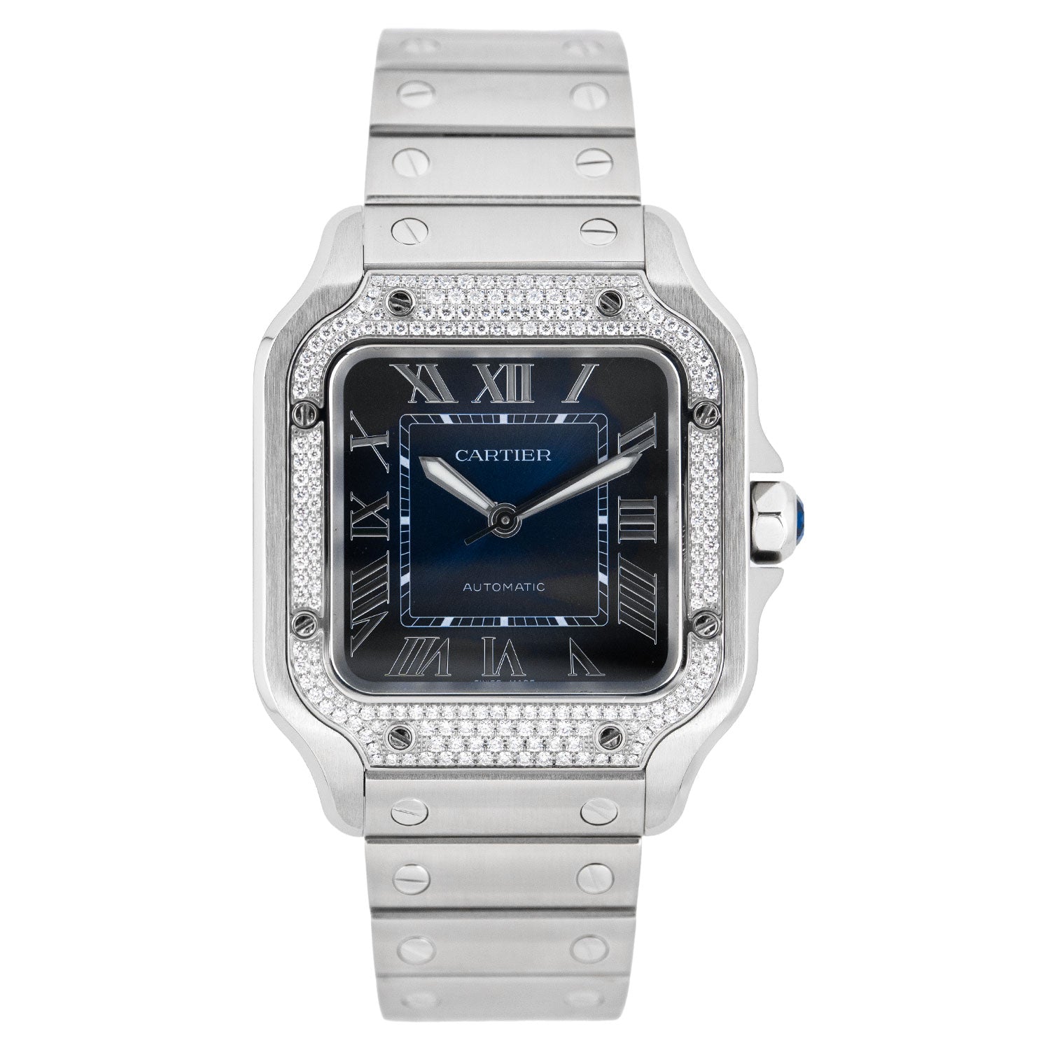 Cartier Santos de Cartier Blue Dial Diamond Bezel - W4SA0006 – Ansicht 1